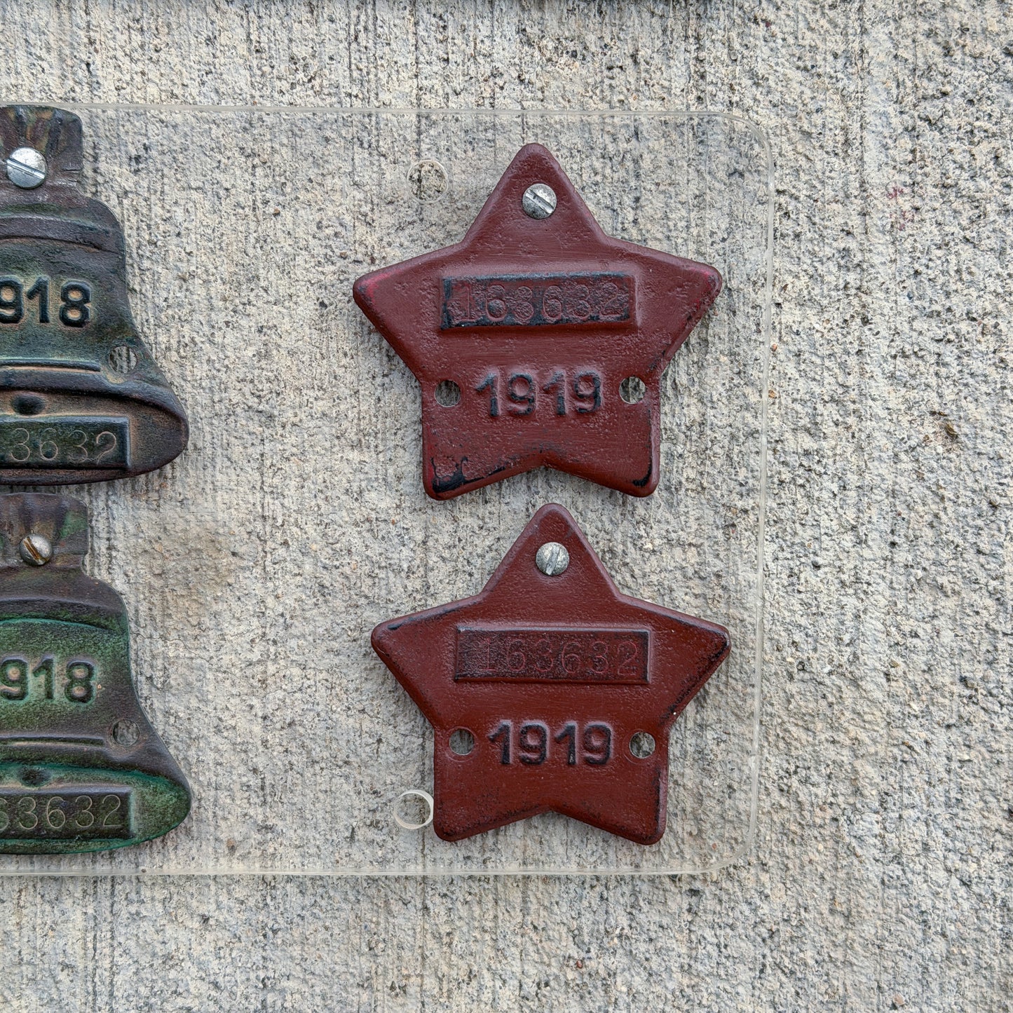 1916 1919 California Porcelain License Plate Pair with Matching Badge Set 163632