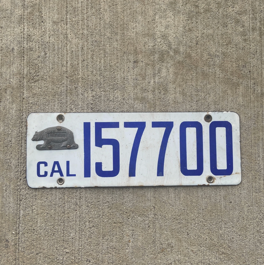 1916 California Porcelain License Plate CA Bear Badge Auto Garage Decor 157700