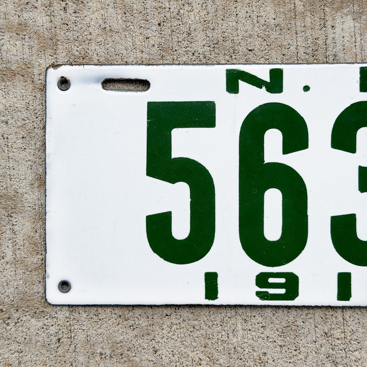 Photo of a 1917 New Hampshire Porcelain License Plate Auto Tag Garage Decor Vintage High Quality 5639 with original patina