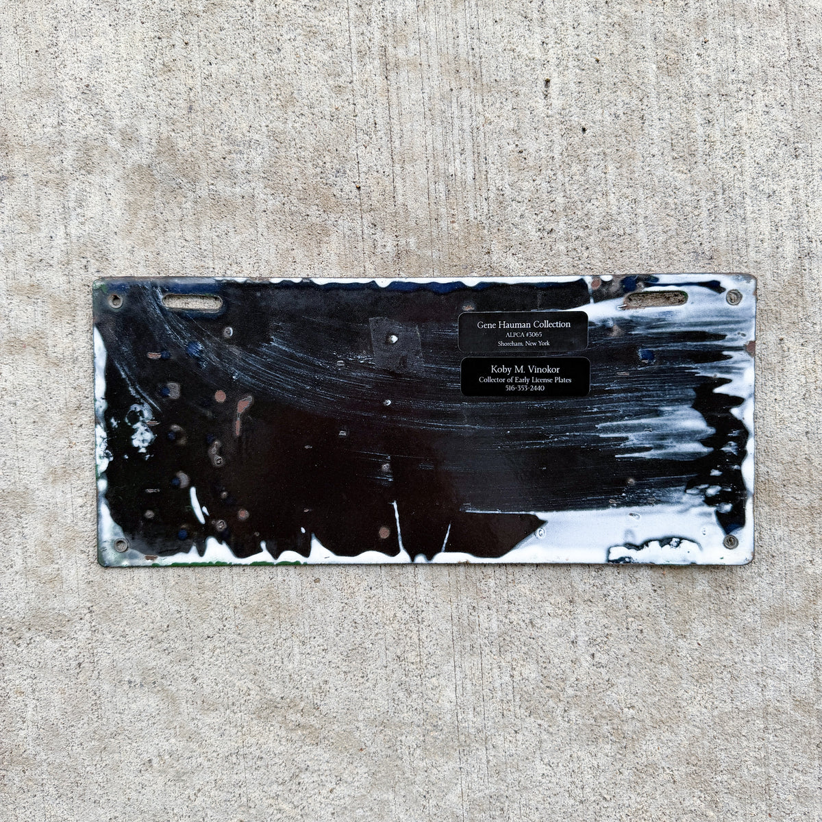 Photo of a 1917 New Hampshire Porcelain License Plate Auto Tag Garage Decor Vintage High Quality 5639 with original patina