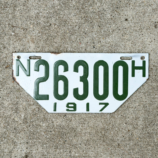 Photo of a 1917 New Hampshire Porcelain Visitor License Plate Auto Tag Garage Decor Vintage Non Resident High Quality 26300 with original patina