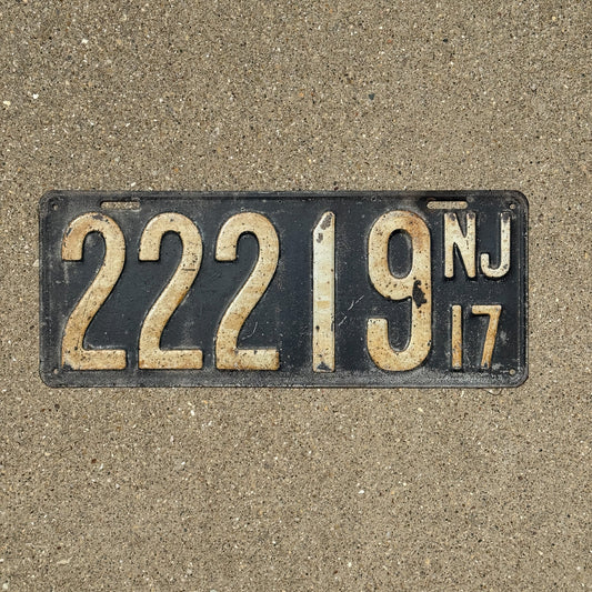 Photo of a 1917 New Jersey License Plate Auto Tag Garage Decor Vintage Repeat Repeating 222 19