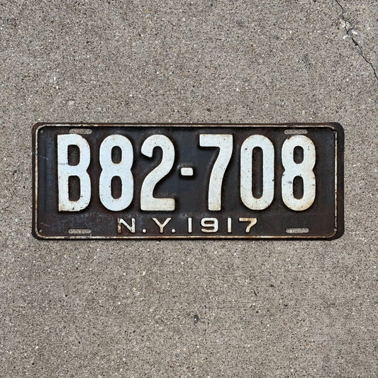 Photo of a 1917 New York License Plate Auto Tag Garage Decor Vintage B 82708