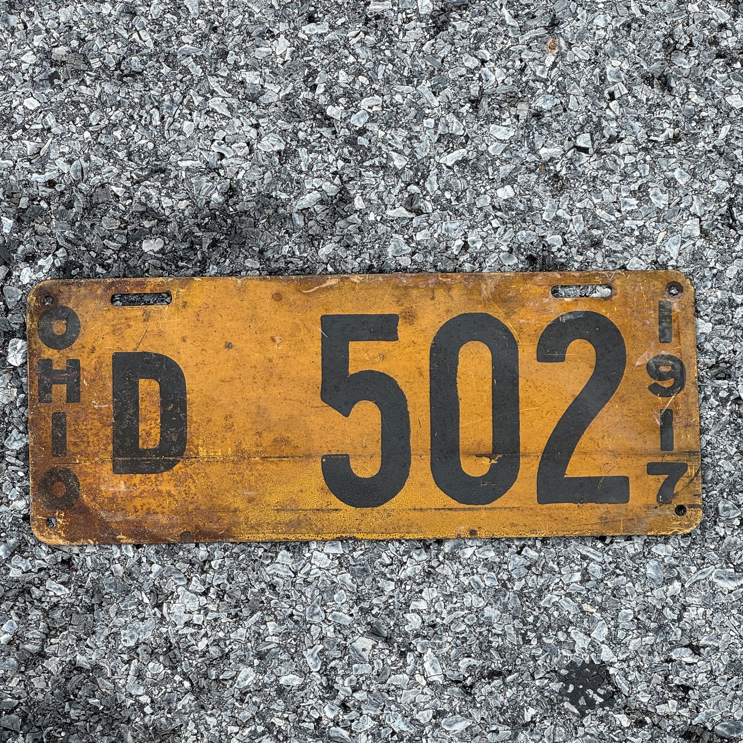 Photo of a 1917 Ohio Dealer License Plate Auto Tag Garage Decor Vintage D 502