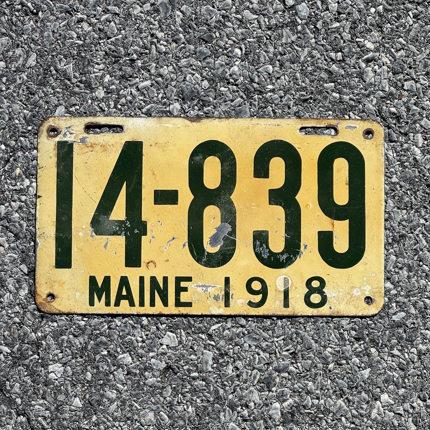 Photo of a 1918 Maine License Plate Auto Tag Garage Decor Vintage 14 839