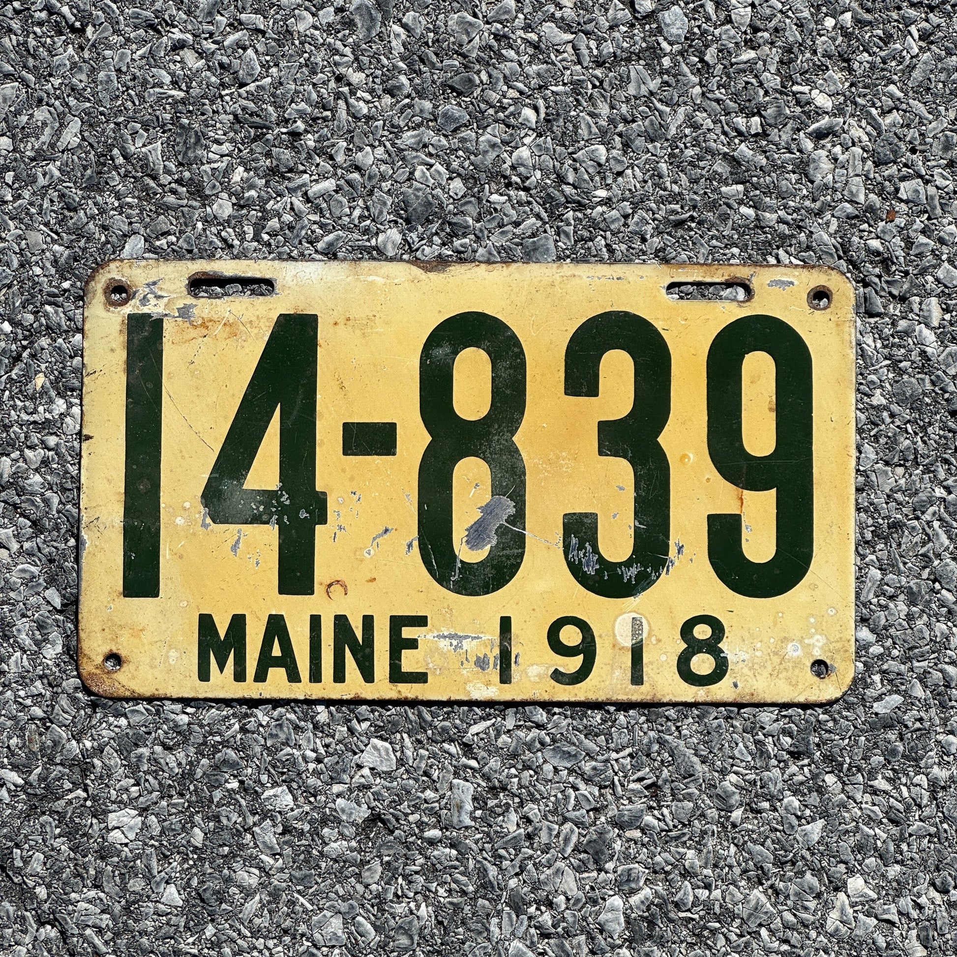 Photo of a 1918 Maine License Plate Auto Tag Garage Decor Vintage 14 839