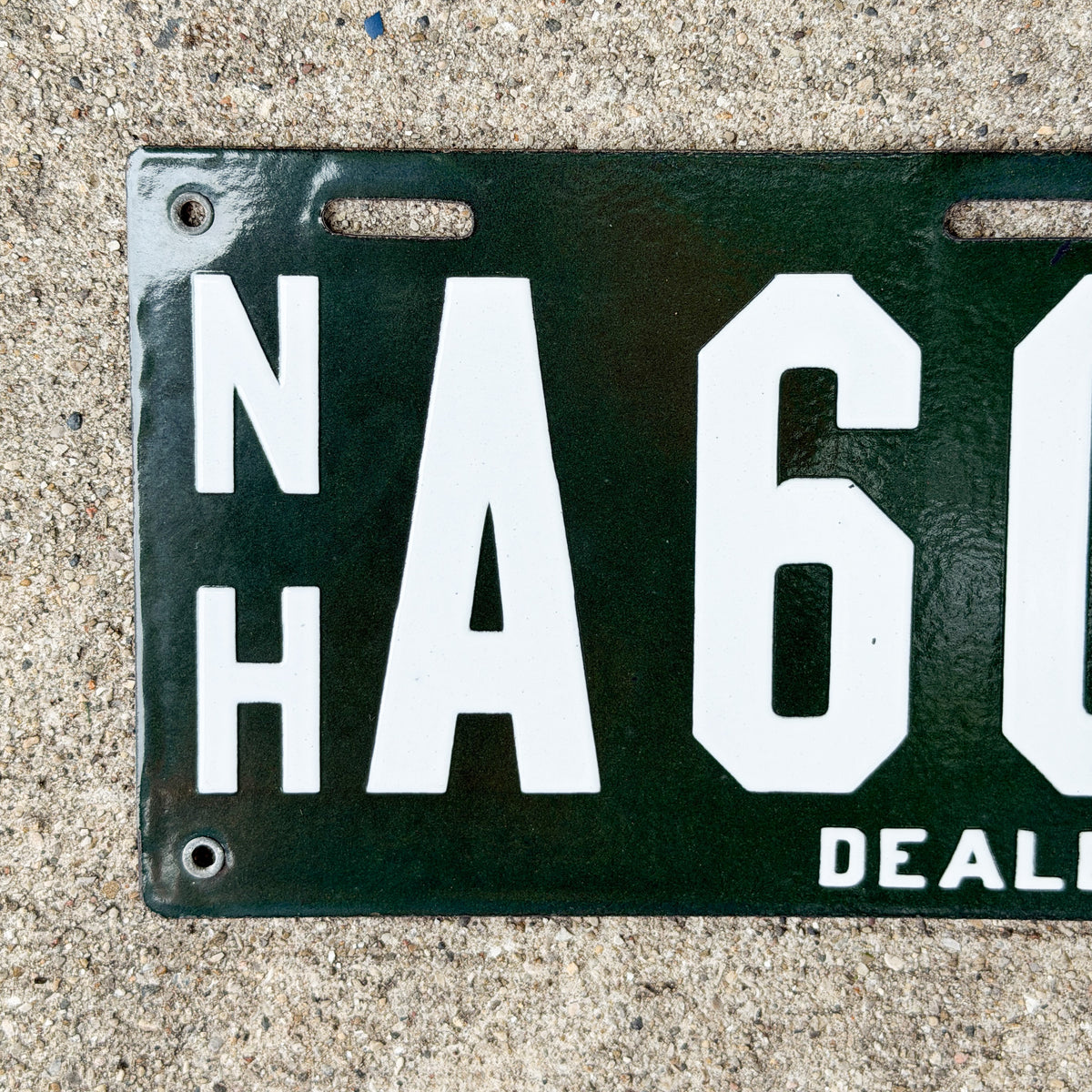 Photo of a 1918 New Hampshire Porcelain Dealer License Plate Auto Tag Garage Decor Vintage High Quality A 60 F with original patina