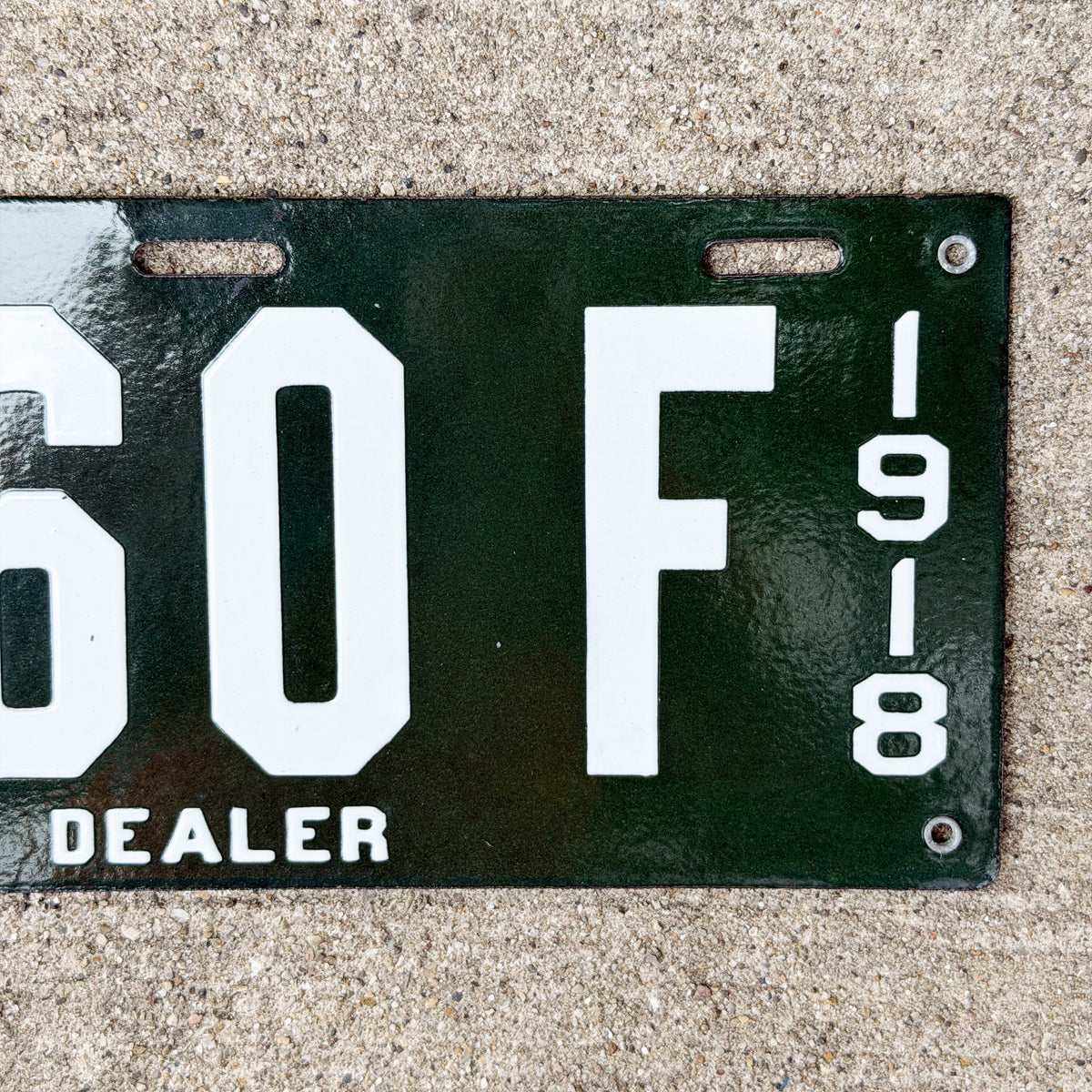 Photo of a 1918 New Hampshire Porcelain Dealer License Plate Auto Tag Garage Decor Vintage High Quality A 60 F with original patina