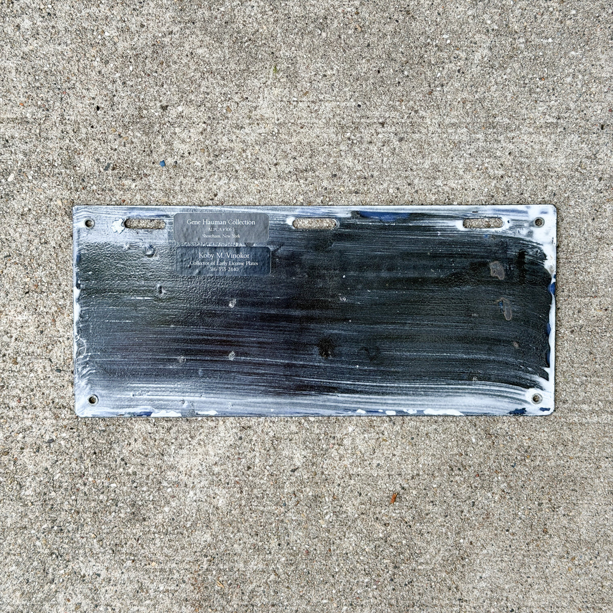Photo of a 1918 New Hampshire Porcelain Dealer License Plate Auto Tag Garage Decor Vintage High Quality A 60 F with original patina