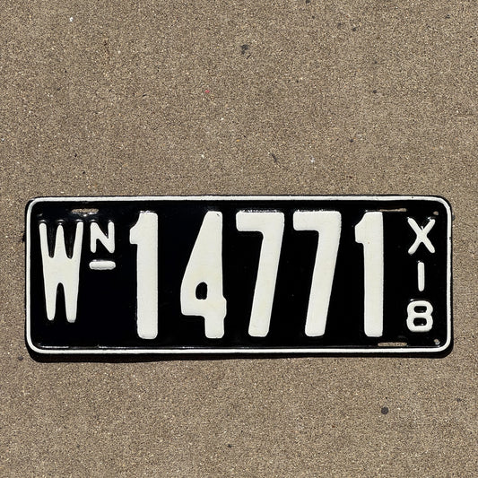 Photo of a 1918 Washington License Plate Auto Tag Garage Decor Vintage 14771