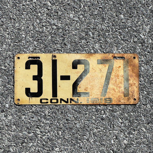Photo of a 1919 Connecticut License Plate Auto Tag Garage Decor Vintage 31 271