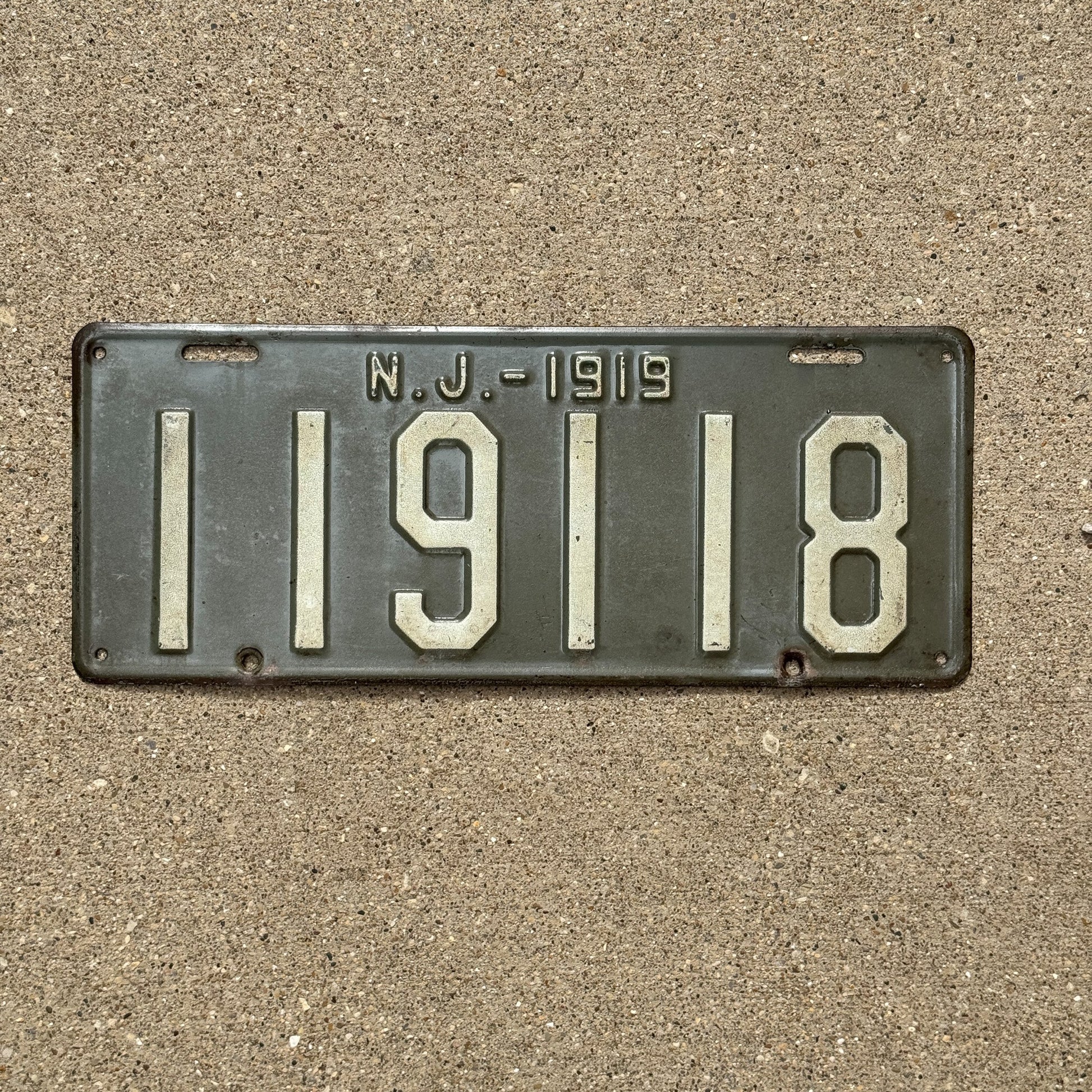 Photo of a 1919 New Jersey License Plate Auto Tag Garage Decor Vintage High Quality Paint 119118