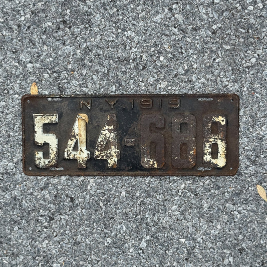 Photo of a 1919 New York License Plate Auto Tag Garage Decor Vintage 544 688
