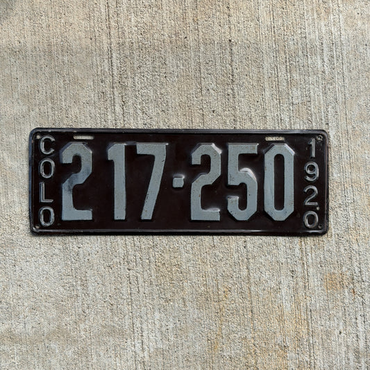 Photo of a 1920 Colorado License Plate Auto Tag Garage Decor Vintage High Quality 217 250 with original patina