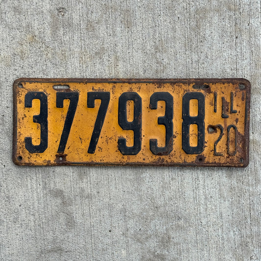Photo of a 1920 Illinois License Plate Auto Tag Garage Decor Vintage 377938 with original patina