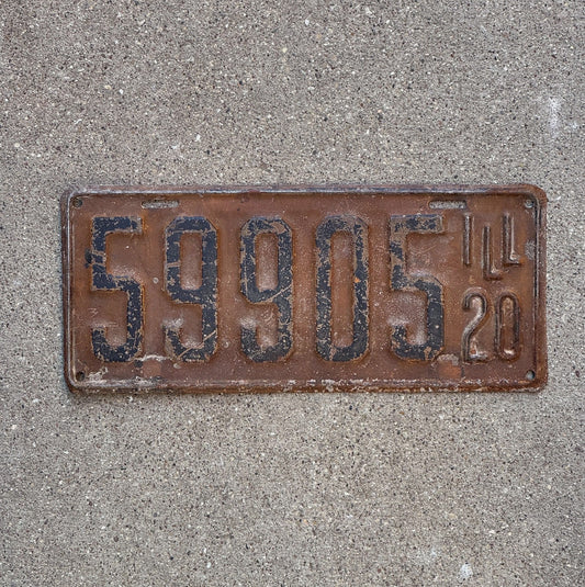 Photo of a 1920 Illinois License Plate Auto Tag Garage Decor Vintage 59905
