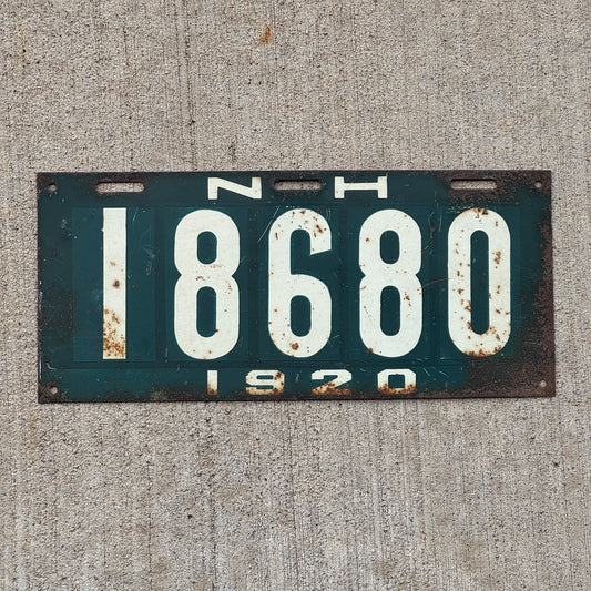 Photo of a 1920 New Hampshire License Plate Auto Tag Garage Decor Vintage 18680