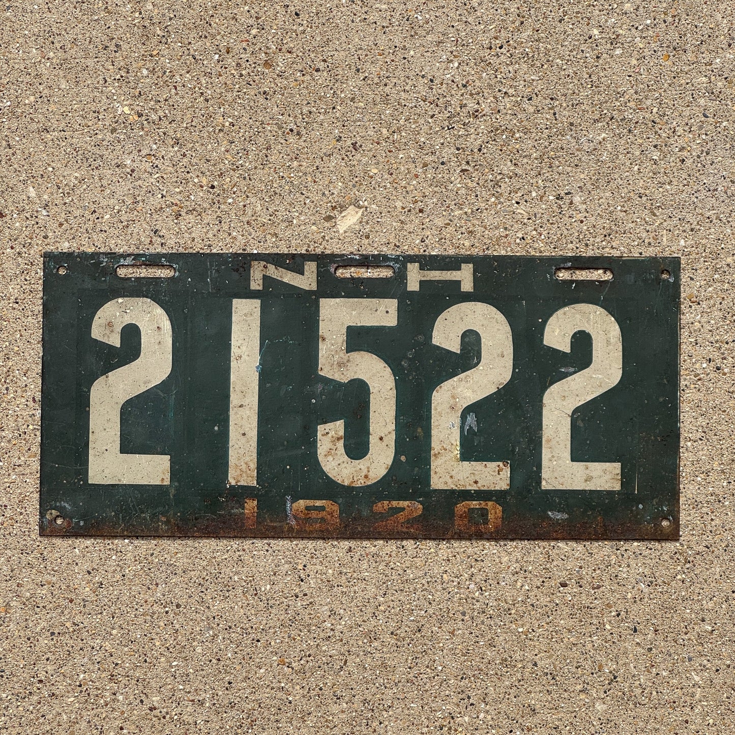 Photo of a 1920 New Hampshire License Plate Auto Tag Garage Decor Vintage 21522