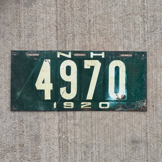 Photo of a 1920 New Hampshire License Plate Auto Tag Garage Decor Vintage 4970