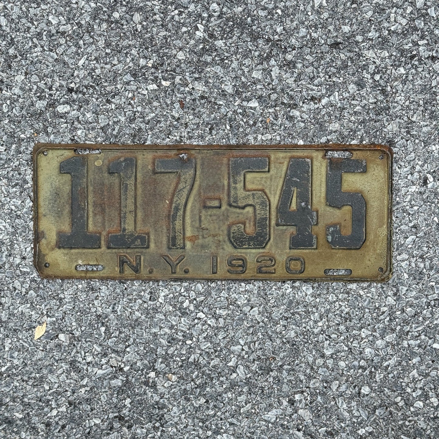 Photo of a 1920 New York License Plate Auto Tag Garage Decor Vintage 117 545