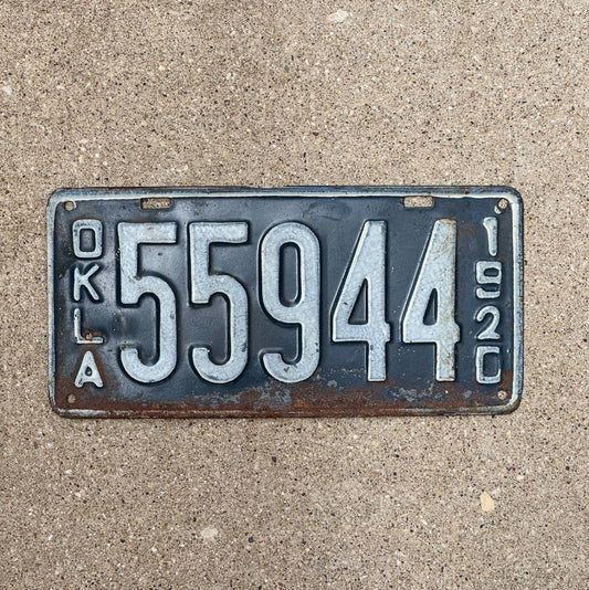 Photo of a 1920 Oklahoma License Plate Auto Tag Garage Decor Vintage 55944 with original patina