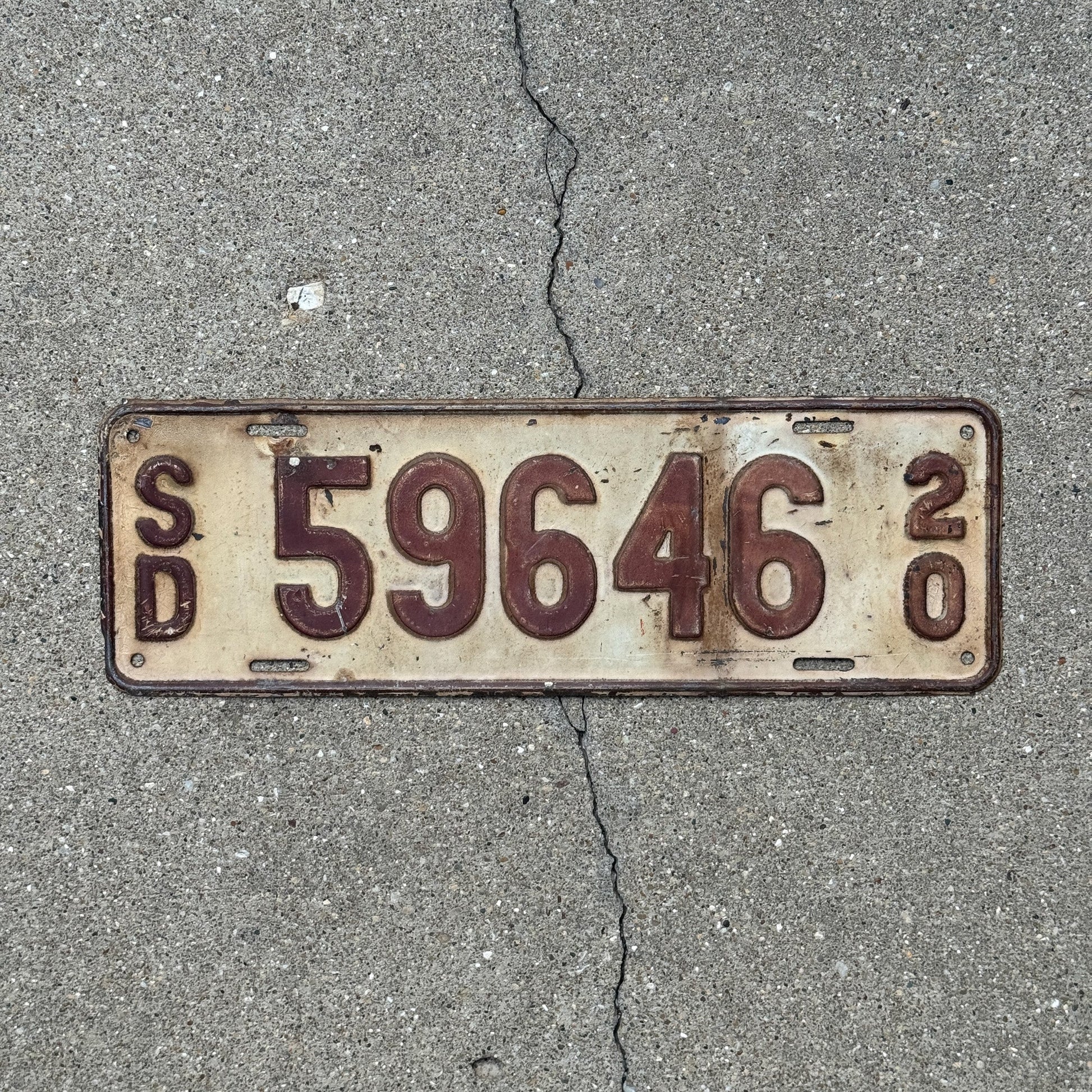 Photo of a 1920 South Dakota License Plate Auto Tag Garage Decor Vintage 59646