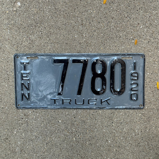 Photo of a 1920 Tennessee Truck License Plate Auto Tag Garage Decor Vintage Low Number Four Digit 7780