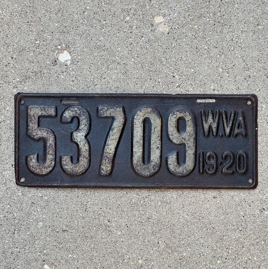 Photo of a 1920 West Virginia License Plate Auto Tag Garage Decor Vintage 53709 with original patina