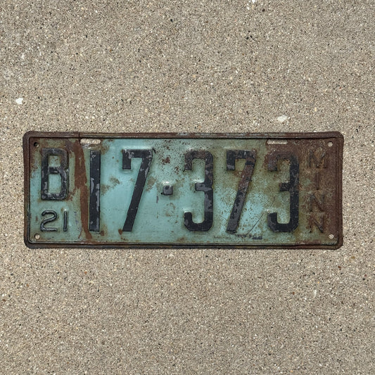 Photo of a 1921 Minnesota License Plate Auto Tag Garage Decor Vintage B 17 373