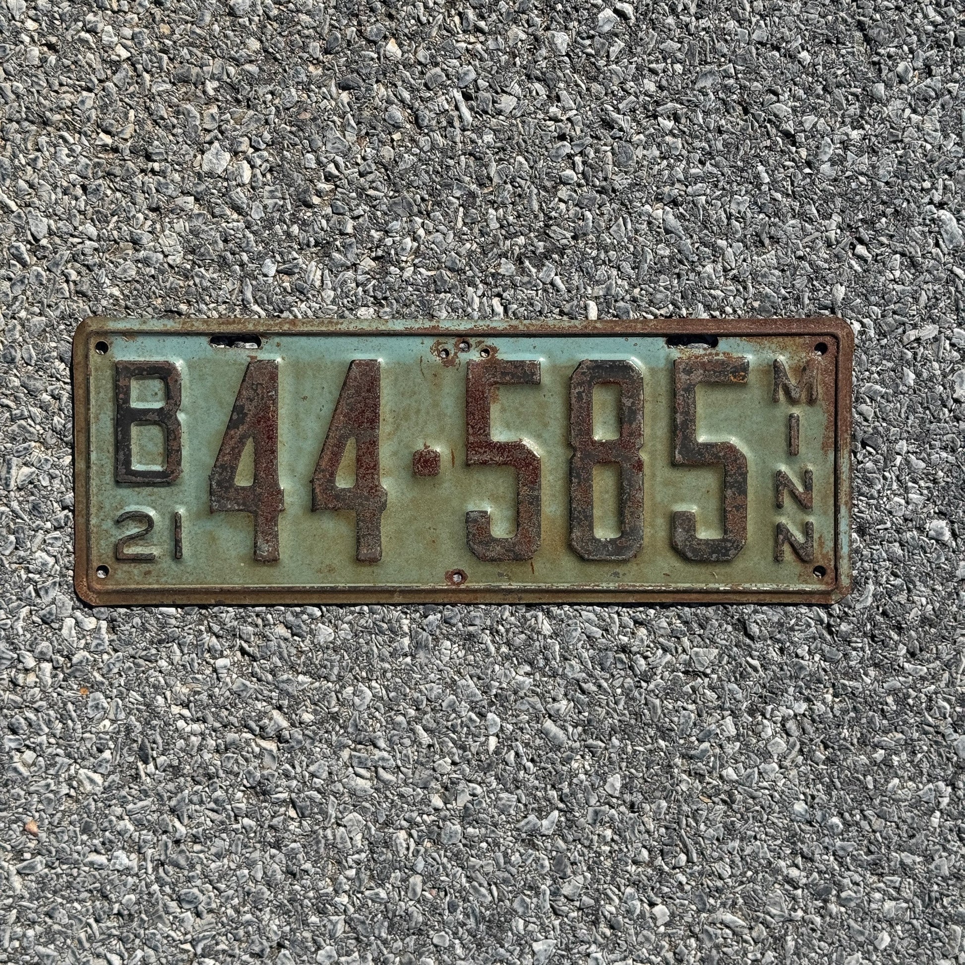 Photo of a 1921 Minnesota License Plate Auto Tag Garage Decor Vintage B 44 585