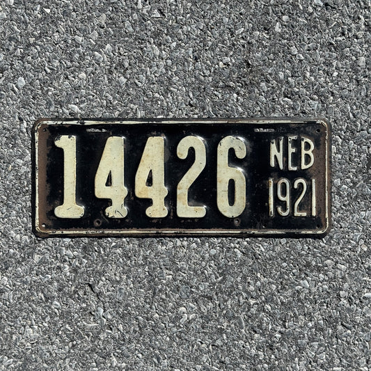Photo of a 1921 Nebraska License Plate Auto Tag Garage Decor Vintage 14426