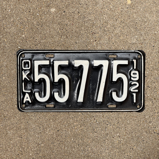 Photo of a 1921 Oklahoma License Plate Auto Tag Garage Decor Vintage 55775