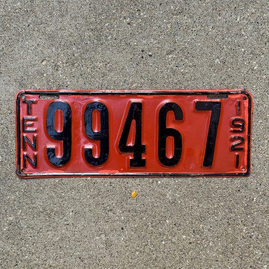 Photo of a 1921 Tennessee License Plate Auto Tag Garage Decor Vintage 99467