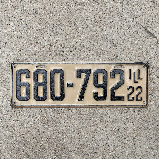 Photo of a 1922 Illinois License Plate Auto Tag Garage Decor Vintage High Quality 680 792 with original patina