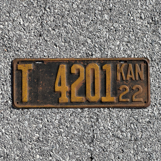 Photo of a 1922 Kansas Truck License Plate Auto Tag Garage Decor Vintage 420 Weed T 4201