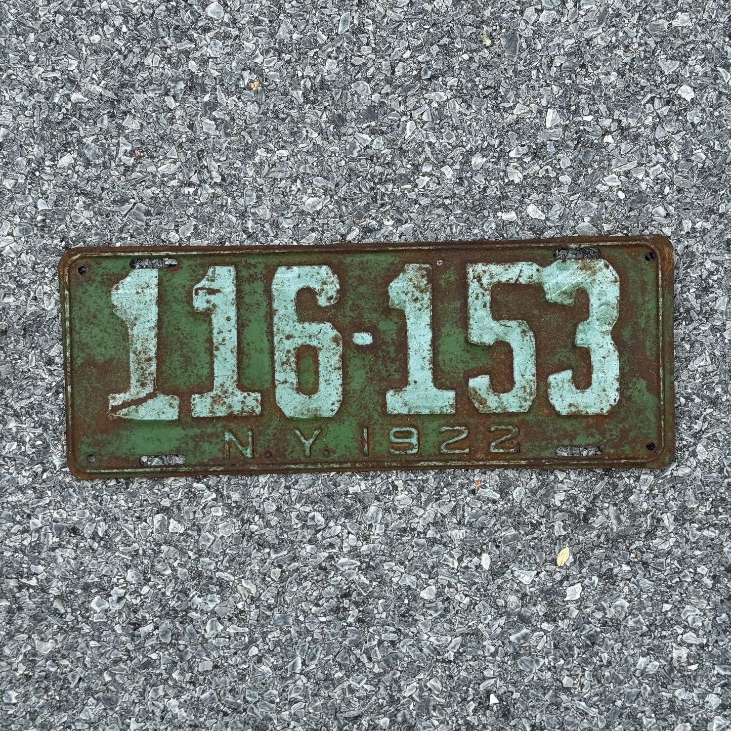 Photo of a 1922 New York License Plate Auto Tag Garage Decor Vintage 116 153