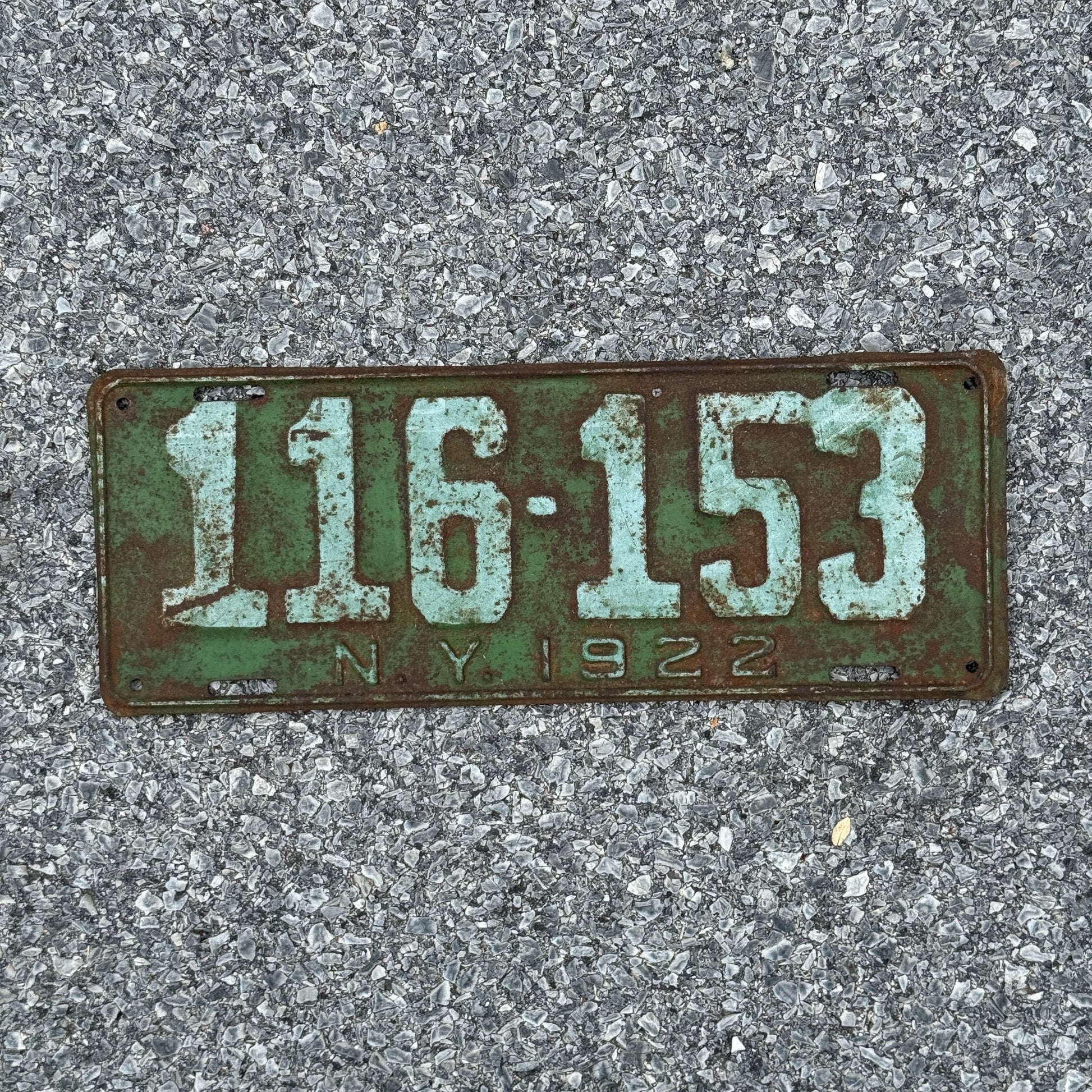 Photo of a 1922 New York License Plate Auto Tag Garage Decor Vintage 116 153