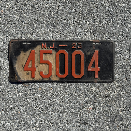 Photo of a 1923 New Jersey License Plate Auto Tag Garage Decor Vintage 45004