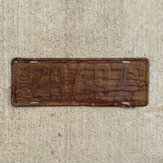 Photo of a 1924 Michigan License Plate Auto Tag Garage Decor Vintage 297 973 with original patina