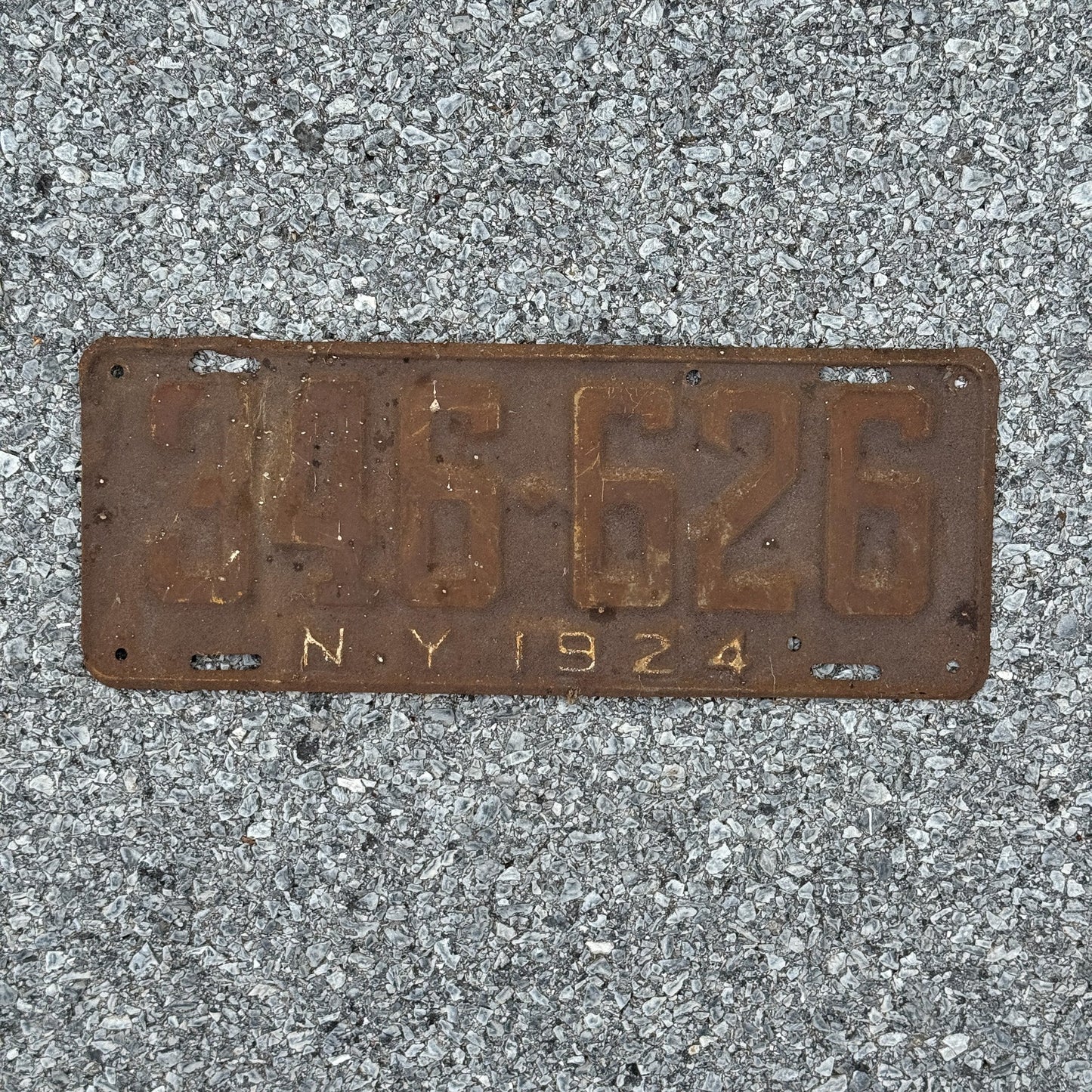 Photo of a 1924 New York License Plate Auto Tag Garage Decor Vintage 346 626