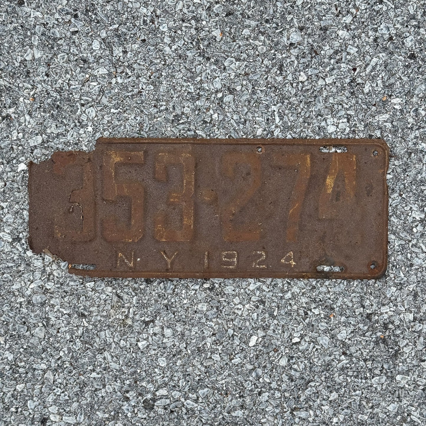 Photo of a 1924 New York License Plate Auto Tag Garage Decor Vintage 353 274