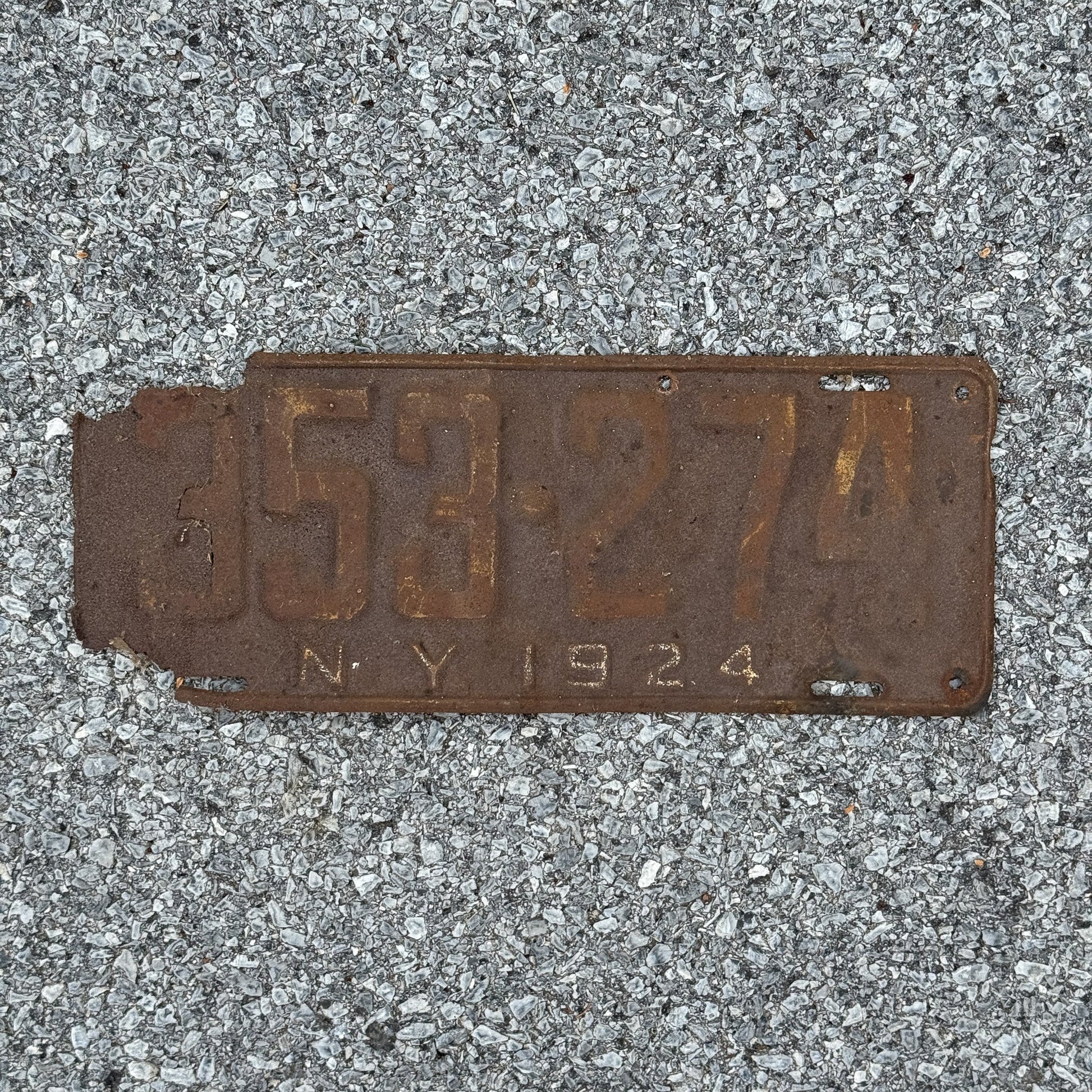 Photo of a 1924 New York License Plate Auto Tag Garage Decor Vintage 353 274