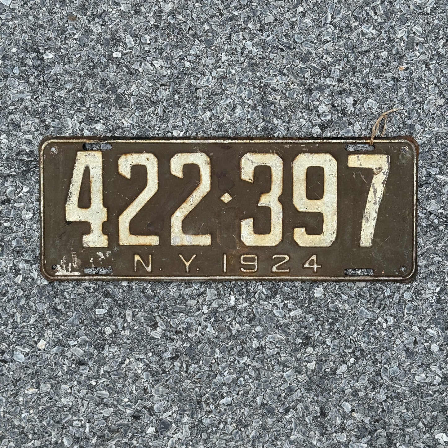 Photo of a 1924 New York License Plate Auto Tag Garage Decor Vintage 422397