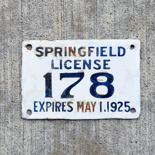 Photo of a 1925 Massachusetts City License Plate Auto Tag Garage Decor Vintage High Quality 178 with original patina