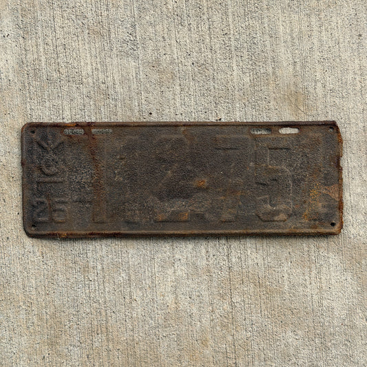 Photo of a 1925 Michigan License Plate Auto Tag Garage Decor Vintage 412 751 with original patina