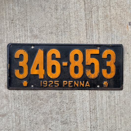 Photo of a 1925 Pennsylvania License Plate Auto Tag Garage Decor Vintage 346 853