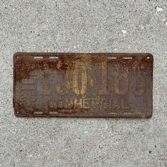 Photo of a 1926 Michigan Commercial License Plate Auto Tag Garage Decor Vintage 130 186 with original patina