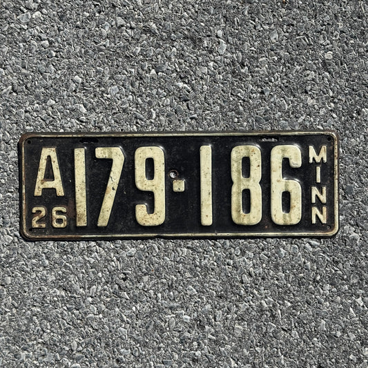 Photo of a 1926 Minnesota License Plate Auto Tag Garage Decor Vintage A179 186