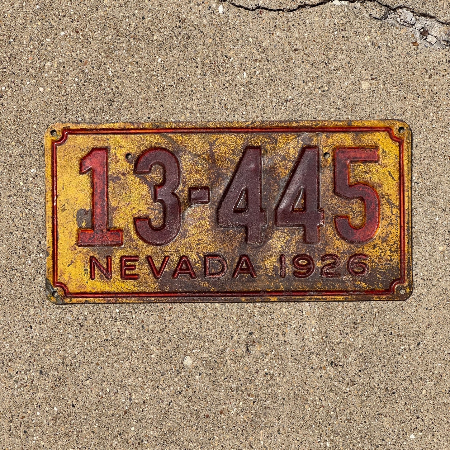 Photo of a 1926 Nevada License Plate Auto Tag Garage Decor Vintage Debossed 13 445