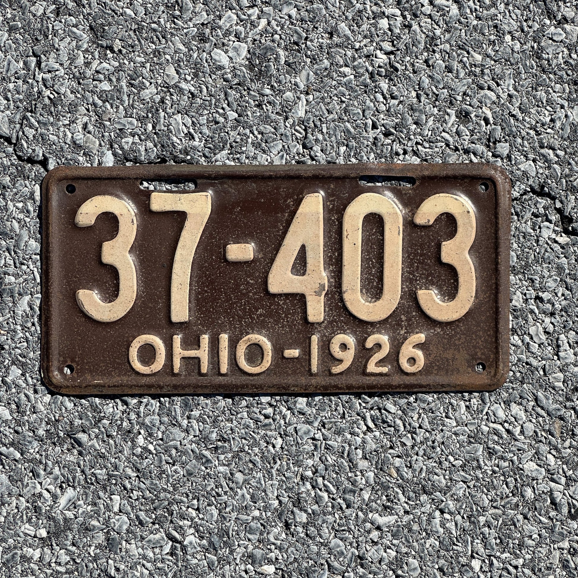 Photo of a 1926 Ohio License Plate Auto Tag Garage Decor Vintage 37 403